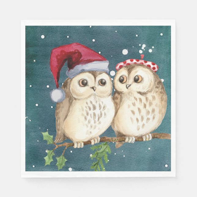 Holidays Owls Serviette (Vorderseite)