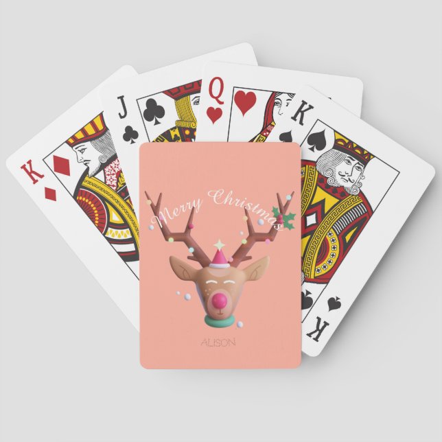 Holidays Reindeer Frohe Weihnachten Spielkarten (Rückseite)
