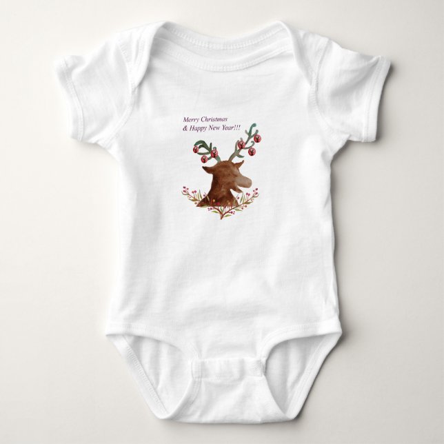 Holidays Rentier, Rehe Baby Bodysuit Baby Strampler (Vorderseite)