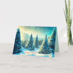 Holidays Snowy Pine Tree Forest Winter Wonderland Feiertagskarte