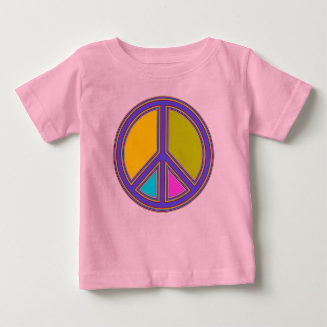 holiES - farbiges PEACE-Zeichen + Ihre Ideen Baby T-shirt (Vorderseite)