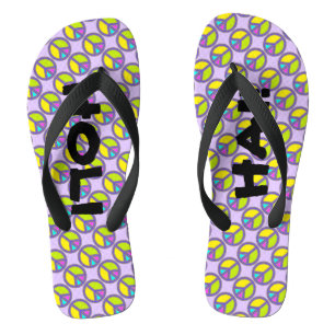 holiES - farbiges PEACE-Zeichen + Ihre Ideen Flip Flops