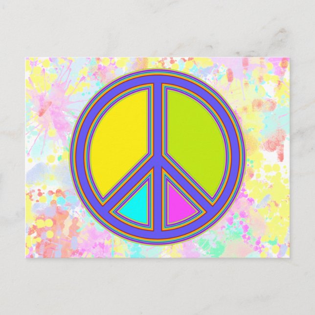 holiES - farbiges PEACE-Zeichen + Ihre Ideen Postkarte (Vorderseite)
