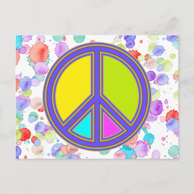 holiES - farbiges PEACE-Zeichen + Ihre Ideen Postkarte (Vorderseite)