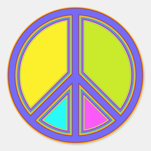 holiES - farbiges PEACE-Zeichen + Ihre Ideen Runder Aufkleber (Vorderseite)