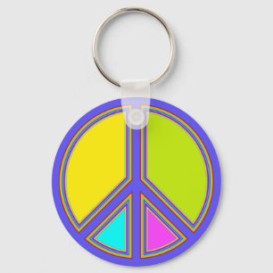 holiES - farbiges PEACE-Zeichen + Ihre Ideen Schlüsselanhänger