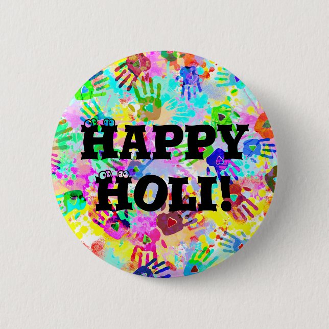 holiES - Hände spritzen farbiges Grunge Muster 2 Button (Vorderseite)