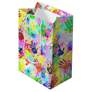 holiES - Hände spritzen farbiges Grunge Muster 2 Mittlere Geschenktüte