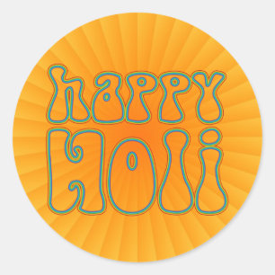 holiES - HAPPY HOLI einfach farbige Kontur 1 Runder Aufkleber