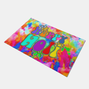 holiES - HAPPY HOLI farbige Kontur Blume 1 Fußmatte
