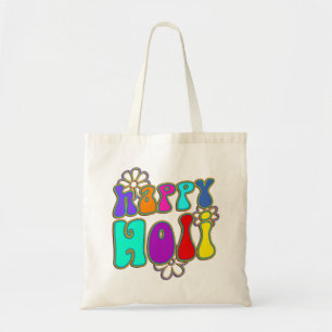 holiES - HAPPY HOLI farbige Kontur Blume 1 Tragetasche
