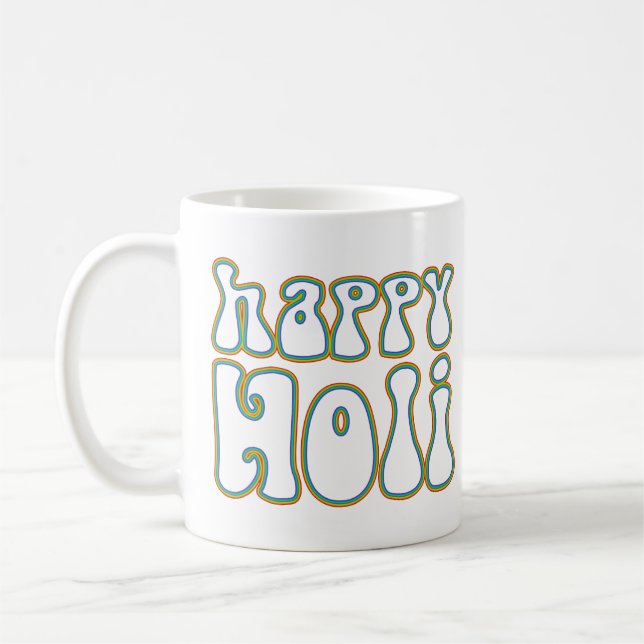 holiES - HAPPY HOLI hat einfach Kontur 1 gefärbt Kaffeetasse (Links)