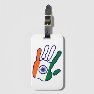 holiES - India Flag Hand + Ihr Name Gepäckanhänger