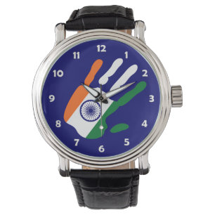 holiES - Indische Flagge Hand - es ist deine Zeit Armbanduhr