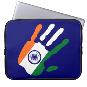 holiES - Indische Flagge Hand + Ihre Hintergrundfa Laptopschutzhülle