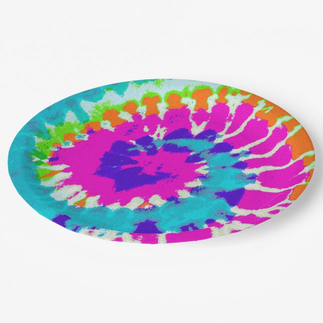 holiES - Power Spiral Batik Style Pappteller (Schrägansicht)