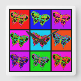 holiES - Psychedelische Schmetterlinge Mosaik Quadratische Wanduhr