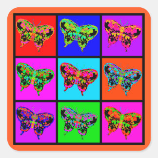 holiES - Psychedelische Schmetterlinge Mosaik Quadratischer Aufkleber