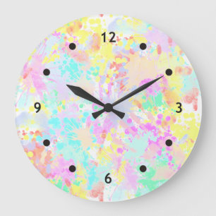 holiES - spritzt nahtlosen Musterpastell 1 Große Wanduhr