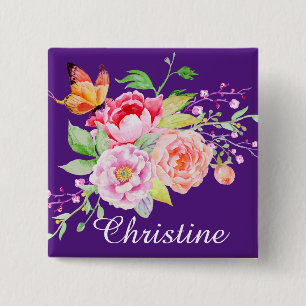 holiES - Wasserfarbene Frühlingsblumen Bouquet 2 Button