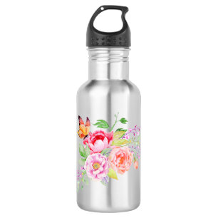 holiES - Wasserfarbene Frühlingsblumen Bouquet 2 Edelstahlflasche
