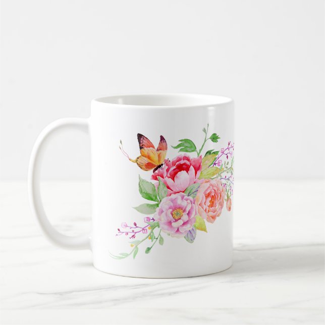 holiES - Wasserfarbene Frühlingsblumen Bouquet 2 Kaffeetasse (Links)