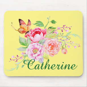 holiES - Watercolor-Frühlings-Blumen-Blumenstrau Mousepad