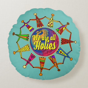 holiES - WIR SIND ALLE FERIEN + Ihr Backgr. Rundes Kissen
