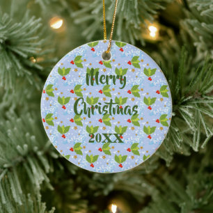 Holingrünen Schnee und Sterne Muster Keramik Ornament