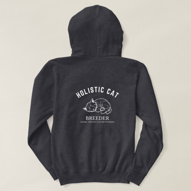 Holistic Cat Breeder Unisex White Design Hoodie (Design Rückseite)