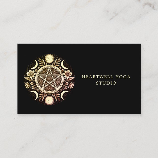Holistic Celestial Sun Moon Black Visitenkarte (Vorderseite)