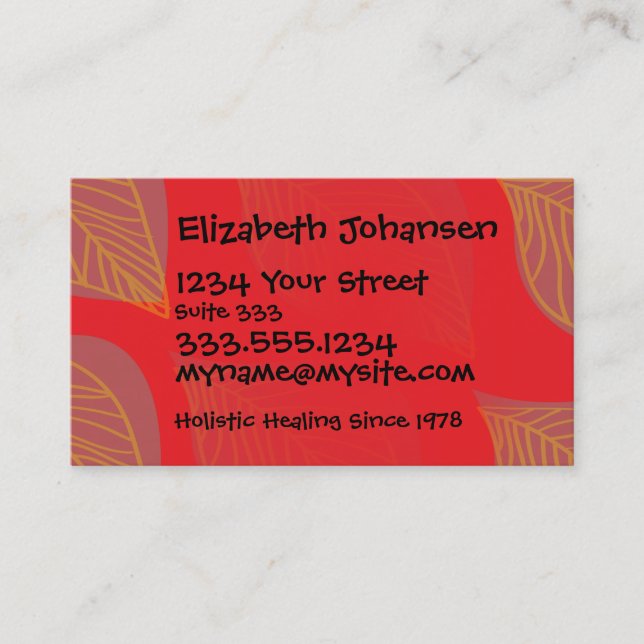 Holistic Massage Therapy Salon Tanning Beauty Well Visitenkarte (Vorderseite)