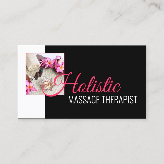 Holistic Massage Wellness Body Therapeut Black Visitenkarte (Vorderseite)
