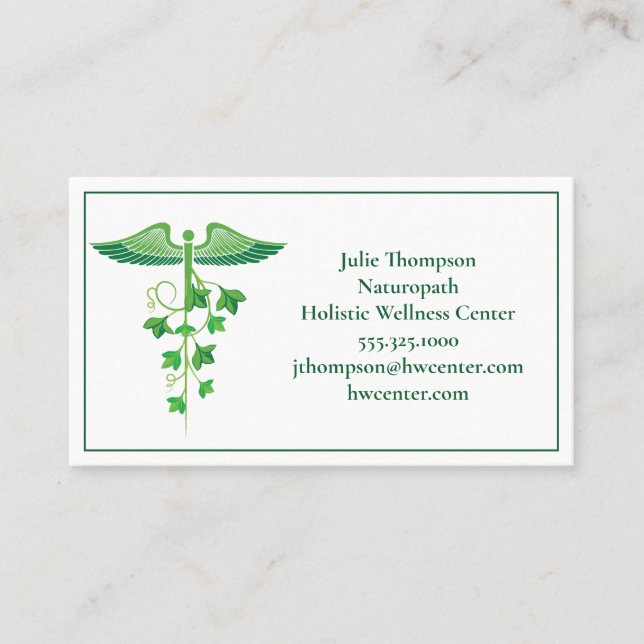 Holistic Medicine Wellness Centre Naturopath Green Visitenkarte (Vorderseite)