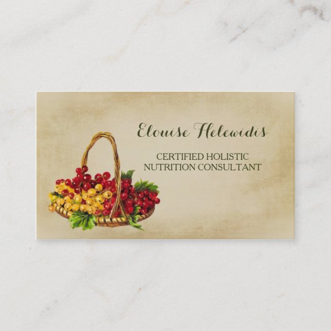 Holistic Nutrition Consultant Fruit Basket QR Code Visitenkarte (Vorderseite)