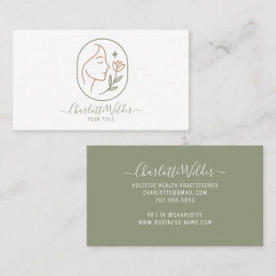 Holistic Wellness-Gesicht-Blumen-Logo  Visitenkarte