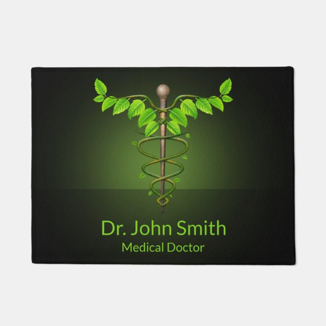 Holistische Alternative Medical Caduceus Green Blä Fußmatte (Vorderseite)