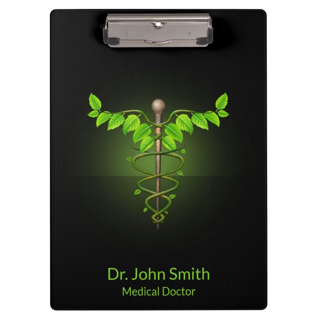 Holistische Alternative Medical Caduceus Green Blä Klemmbrett (Vorderseite)