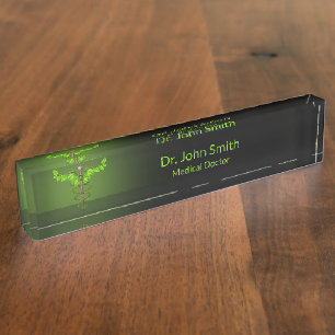 Holistische Alternative Medical Caduceus Green Blä Namensplakette