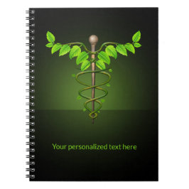 Holistische Alternative Medical Caduceus Green Blä Notizblock