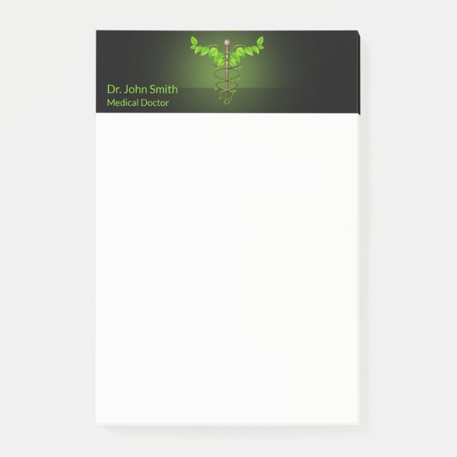 Holistische Alternative Medical Caduceus Green Blä Post-it Klebezettel (Vorderseite)