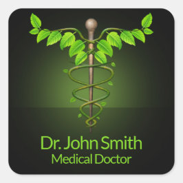 Holistische Alternative Medical Caduceus Green Blä Quadratischer Aufkleber