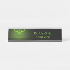Holistische Alternative Medical Caduceus Green Blä Schreibtischnamensplakette