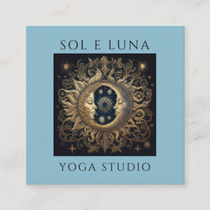 Holistische Celestis Gold Black Sun Moon Blue Quadratische Visitenkarte