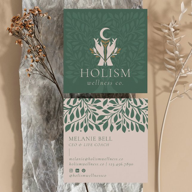 Holistische Gesundheit & Wellness-Heilung Hände Ce Quadratische Visitenkarte (Holistic Health & Wellness Healing Hands Celestial Square Business Card)