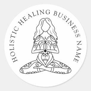 Holistische Heilung Lotus Pose Business Runder Aufkleber