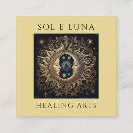 Holistischer Himmelsmond Gold Black Sun Moon Quadratische Visitenkarte