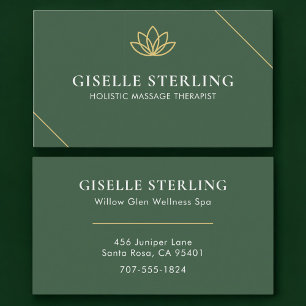 Holistischer Massagetherapeut Grün Gold Visitenkarte