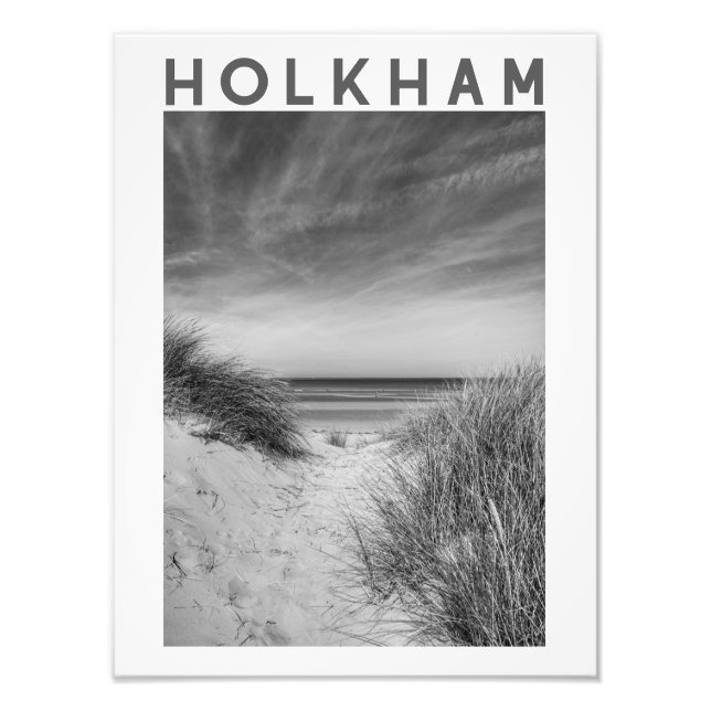Holkham Beach Norfolk Schwarz-Weiß Poster (Vorne)