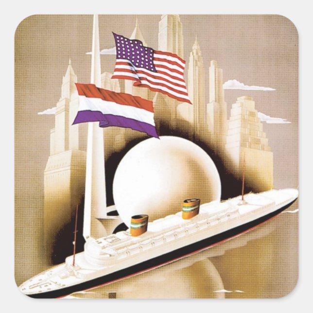 Holland America Line New York Quadratischer Aufkleber (Vorderseite)